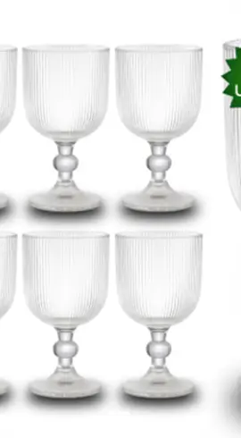 Jogo 6 Taça Diamante Copo Vidro Transparente Graffiato 400ml #brazil🇧🇷 