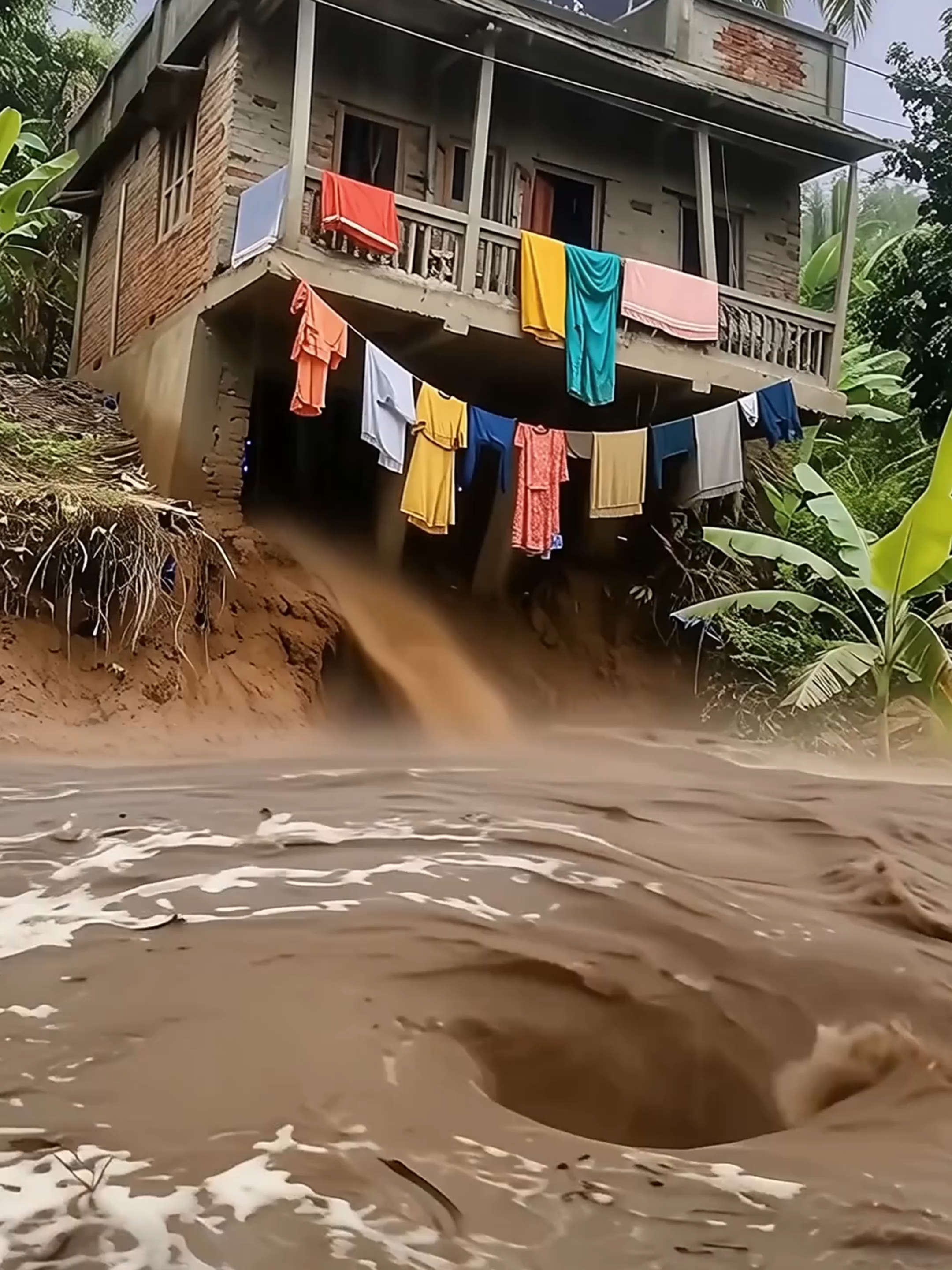 房子被龙卷风撕裂，坠入漩涡。#龙卷风 #漩涡 #ai #shorts