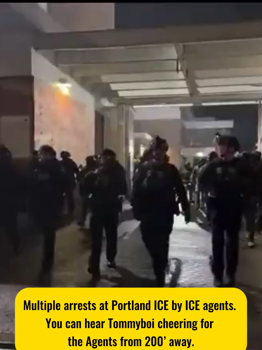 Multiple arrests at Portland ICE by ICE agents. You can hear Tommyboi cheering for the Agents from 200’ away. #breakingnews