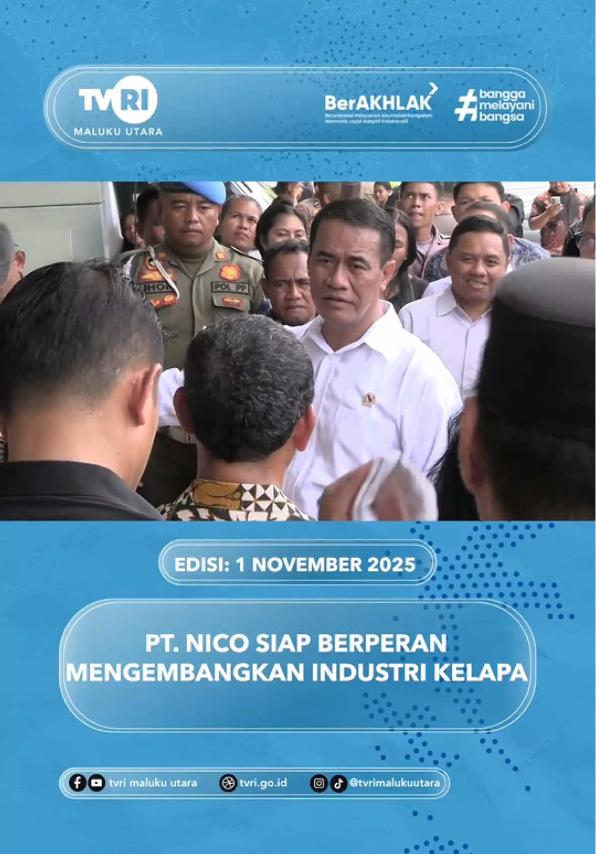 Perkuat hilirasi perkebunan, Menteri Pertanian RI dalam kunjungan kerjanya ke Provinsi Maluku Utara menyampaikan, akan menyiapkan pengembangan 10.000 Hektar lahan yang akan dimulai tahun 2026. Pengembangan lahan tersebut akan dibagai ke 10 Kabupaten/Kota di Provinsi Maluku Utara #tvrimalukuutara #mediapemersatubangsa #malukuutarahariini #newsupdate #malukuutara 