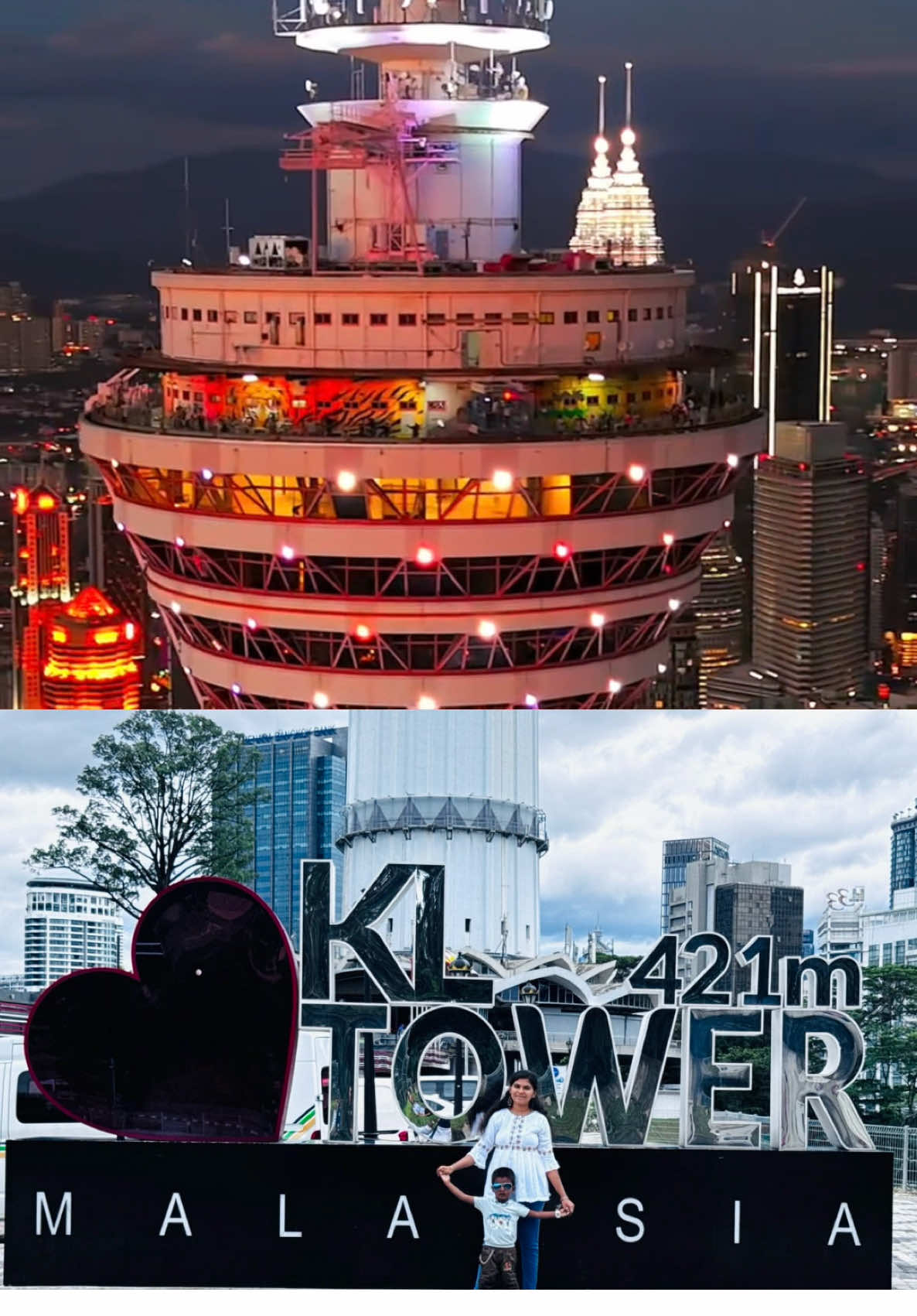 Day -3 Malaysia 🇲🇾 Tour  We explored the iconic KL Tower in Malaysia! Standing tall at 421 meters, the view was absolutely breathtaking. It was such an amazing experience for me, my wife, and my son. We truly enjoyed every moment together! 🌆🇲🇾 #KLTower #MalaysiaTrip #FamilyAdventure #SkyHighViews #421MetersTall     