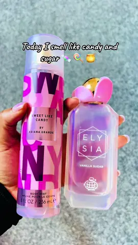 Girly and sweet 🤭🥰 @arianagrande sweet like candy and @Fragrance World Elysia vanilla sugar  #perfumetiktok #fragrancetiktok #gourmand #sotd #layering 