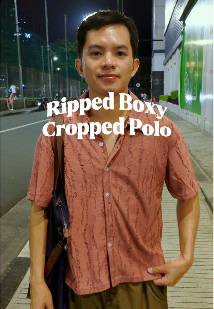 Ripped Casual Boxy Cropped Polo for Men 
