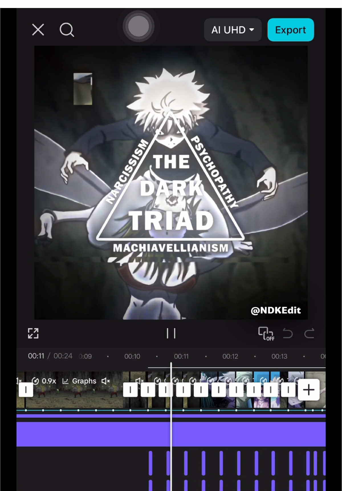 Edit trend “The dark triad” on Capcut | Name song Boom Boom Boom Boom (Zak conner) - Tutorial On My Yt Channel “NDKEdit” #capcut #capcuttutorial #hxh #killua #thedarktriadedittutorial 