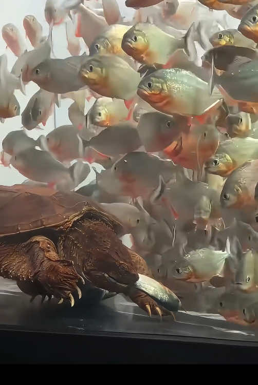 Piranhas VS. Snapping Turtle#piranhas #snappingturtle #fishfight #nofake #animal 