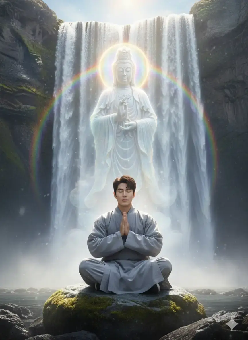 Phật ở trong tâm, thác đổ cũng hóa thành tiếng niệm an yên. 🪷 Mọi người hãy mở Gemini, tạo cho mình một bức ảnh an tĩnh mà thiêng liêng ngay thôi nào . Promt đầy đủ mình để ở phần bình luận . Đừng quên gửi thành quả tạo được của mọi người vào đây như một kỷ niệm lưu giữ nhé 😊 #gemini #aiart #fyp #phatphapnhiemmau #Lienhoa 