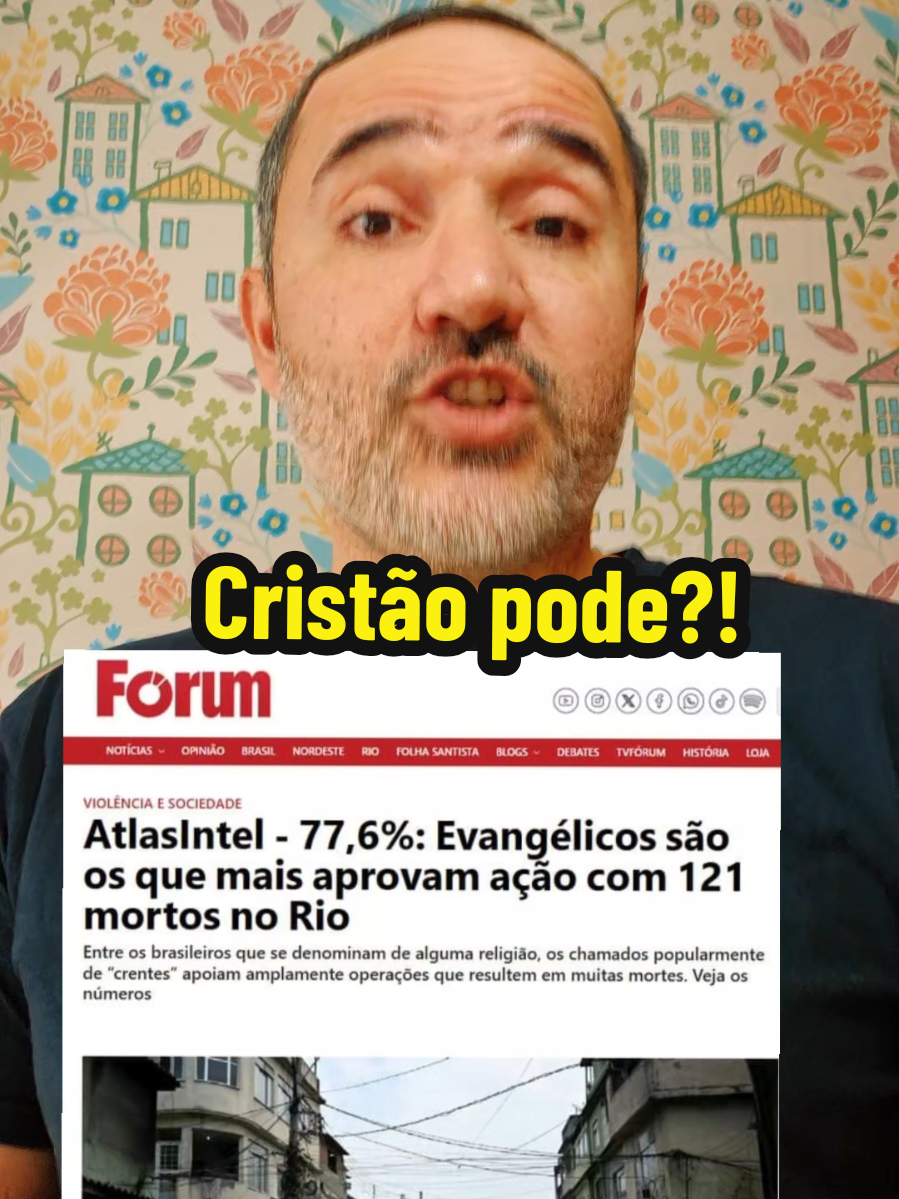 Tem algum problema ser cristão e comemorar uma chacina, o assassinato de pessoas? E o mandamento de não matarás, não vale mais? E Jesus Cristo, pregava a misericórdia com os pecadores ou pena de morte? #cristao #jesus 