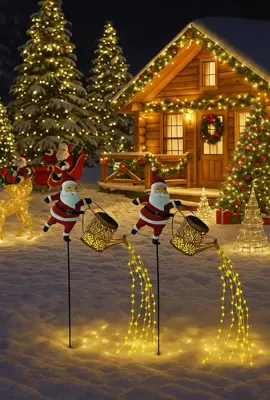 Solar Santa Claus Watering Can lights #christmasdecor #christmas #christmaslights #tiktokshop 