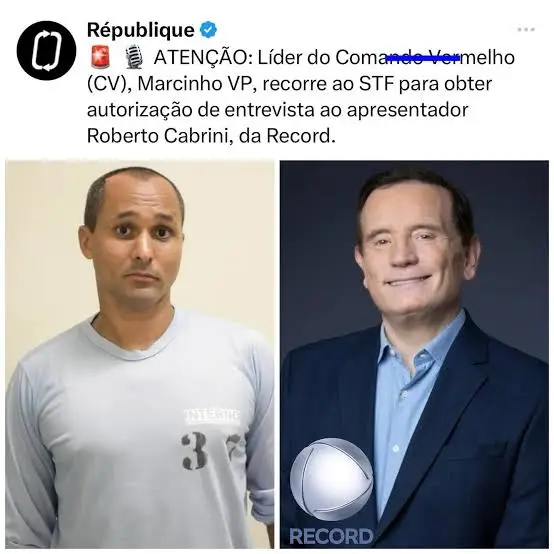 🚨 ATENÇÃO! O pedido de entrevista urgente de Marcinho VP ao jornalista Roberto Cabrini continua levantando muitas perguntas… Logo após a prisão de seu filho, Oruam, algo inesperado aconteceu: ele foi solto rapidamente. Coincidência? 🤔 Ou será que Marcinho entregou alguns de seus próprios aliados em troca da liberdade do herdeiro? Entre os nomes que circulam nos bastidores está o de “Doca”, um dos criminosos mais temidos e procurados do Rio. Agora, a pergunta que fica é: 👉 Será que vai dar tempo de Marcinho VP se justificar em rede nacional? Ou o Doca vai cobrar primeiro? 💣 🔥 O clima é de tensão, e o silêncio nas favelas diz mais do que mil palavras... O bicho vai pegar! #MarcinhoVP #Cabrini #DomingoEspetacular #Oruam #Doca 