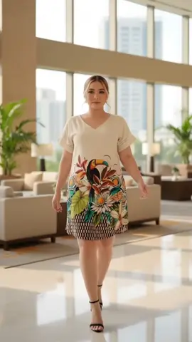 Perfect for casual outings, brunch dates, or everyday wear. #FEIKEER #PlusSizeFashion #FloralDress #CurvyStyle #CasualChic 