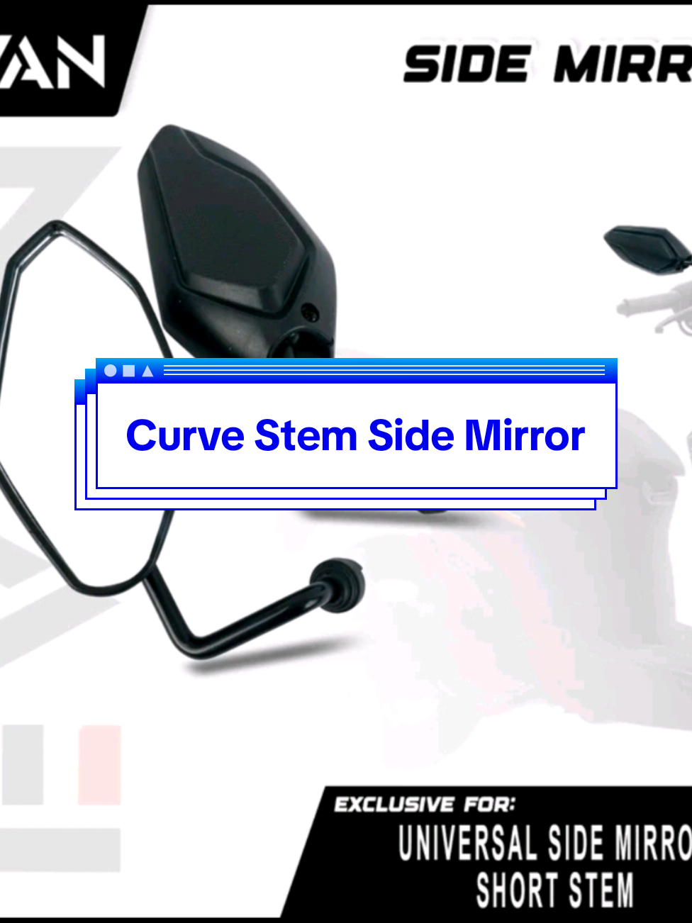EVAN Business Clear Lens Black Universal Curve Stem Side Mirror#sidemirror #motorcycle #curvestem #honda #yamaha 