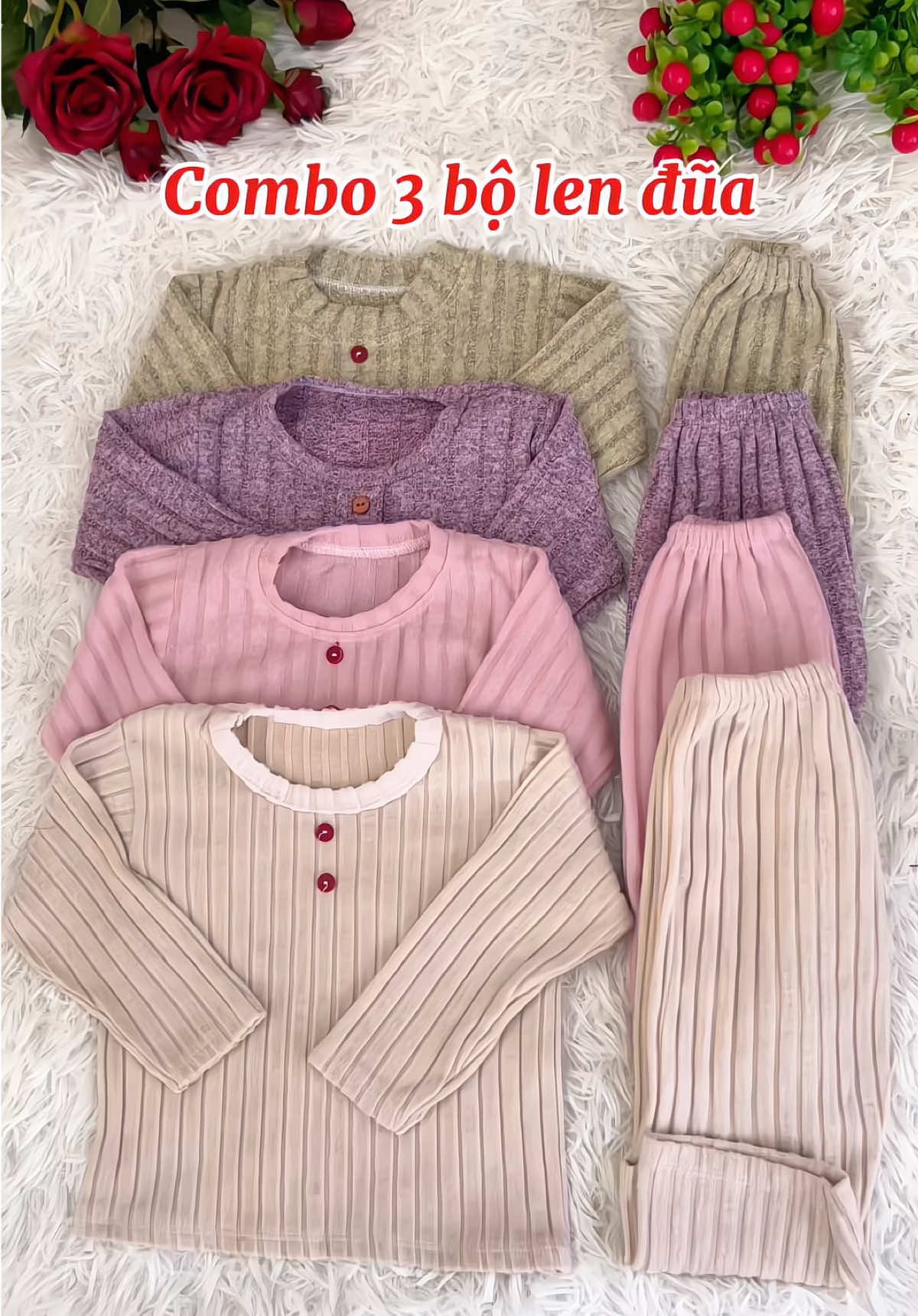 Combo 3 bộ len đũa lông dài tay cho bé #bolen #bodaitaychobe #bobegai #bobetrai #xuhuong 