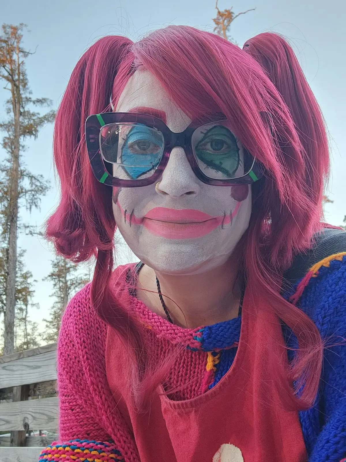 check it out. I hand made the sweater and the dress and the hammer. 90s clown is excellent.