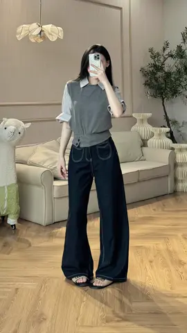 Áo sơ mi phối gile tăm thỏ #review #oufits #fyp 