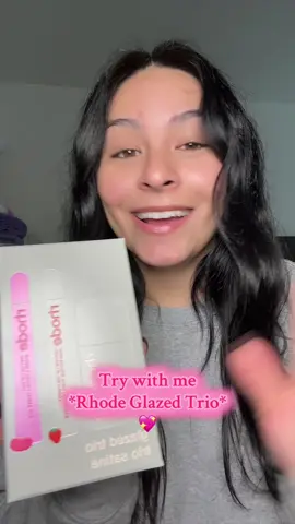 Come try the *Rhode Glazed Trio* with me 💞💝 @rhode skin finally just hit Rouge status and got this at @SEPHORA 🖤🤍🖤🤍 #rhodeskin #skincarereview #trending #viralskincare #fypシ 
