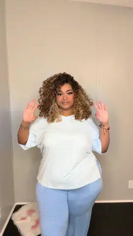 SHOWITTY Soft Women's Lounge Set, V-Neck Short Sleeve Top & Wide Leg Pants with Pockets 🩵✨size xxl #loungeset #casual #plussize 