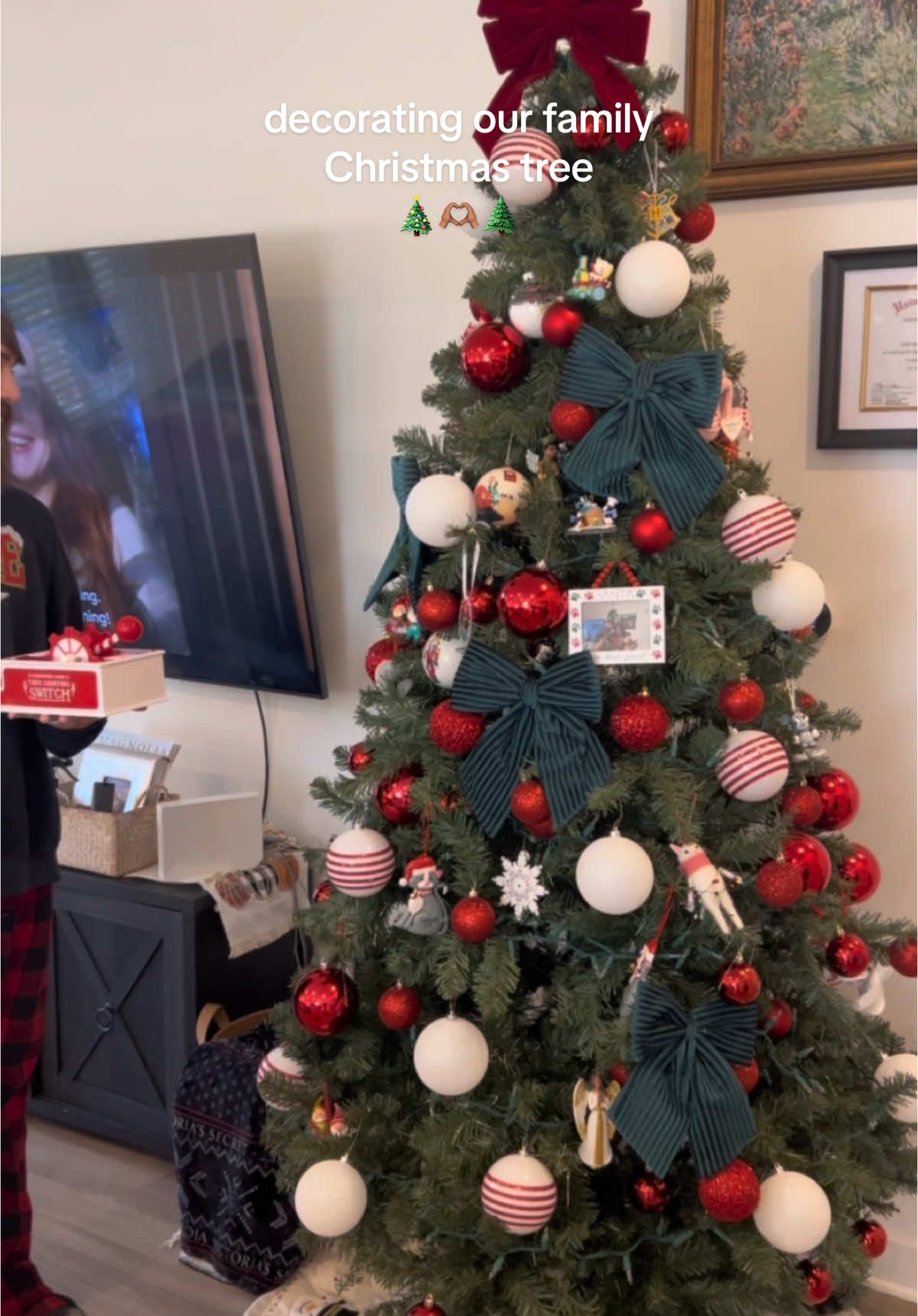 Getting our family Christmas tree put up 🥹 this tree is so special to me bc it’s filled with ornaments we’ve collected over the years. Wether we went out and got them ourselves, or family and friends gifted them to us. Every single one holds a special meaning to us 🫶🏽  #christmasdecor #christmastree #christmas2025 