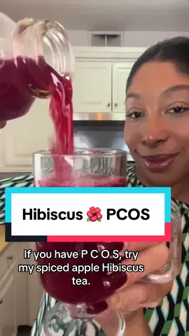 PCOS; Spiced Apple Hibiscus Tea 🌺🍎🫚🍃 Hibiscus Ginger Mint Tea is a potent anti-inflammatory that can help reduce bloating, regulate mood and blood insulin.  . . Recipe;  1 small red apple (chopped)  1/3 cup dried hibiscus  1 cinnamon stick  1 tsp ginger (chopped)  1 tsp turmeric (chopped)  1-2 sprigs fresh mint leaves  3-4 fresh cloves  Steep above ingredients in 32oz hot water for 15-20min  Strain and sweeten with honey or agave to your liking and enjoy 8oz servings at a time. . . . . . #PCOS #hibiscustea #PCOSfoods #wellnesswithcharms #healthydrinks        