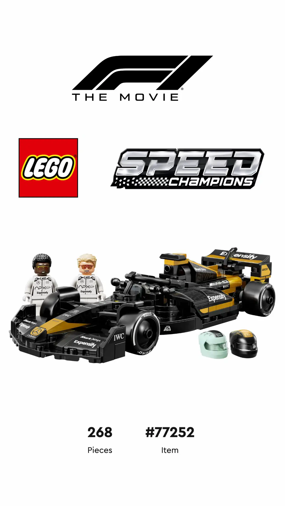 LEGO представила давно ожидаемый набор 77252 APXGP Team Race Car from F1 The Movie — болид по фильму с Брэдом Питтом. Модель в точной ливрее из картины, с двумя минифигурками — Сонни Хейес и Джош Пирс, героями фильма. В коробке 245 деталей, и это 11-я модель в серии Speed Champions. Старт продаж — 1 января 2026 года, одновременно с наборами McQueen и DeLorean из «Назад в будущее» #lego #speedchampions #f1movie #tylerdurden #legof1 