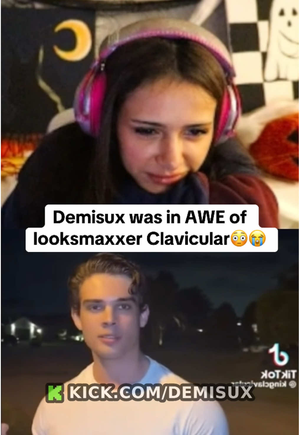 Demisux was in AWE of looksmaxxer Clavicular😳😭 #demisux #looksmax #clavicular #fyp 