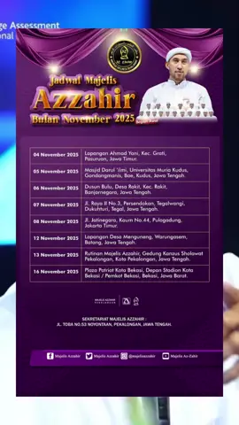 JADWAL AZ ZAHIR BULAN NOVEMBER 2025 #azzahir #gandrungnabi #sholawat 