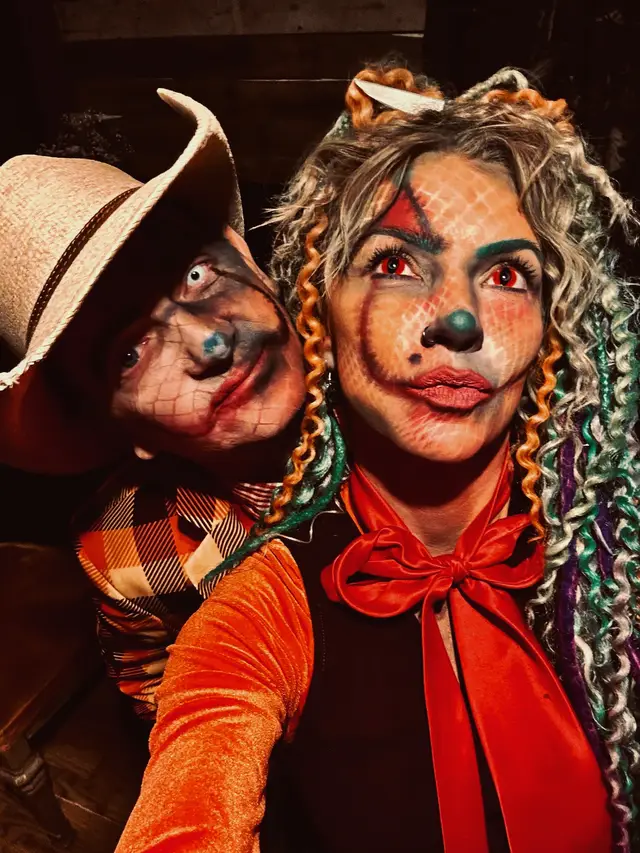 Halloween ‘25. CornPop & Trixie! 🤡#halloween #dreads #makeup #clowns 