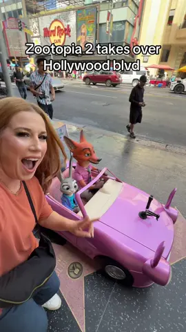 Zootopia 2 just took over Hollywood BLVD!! Nick Wilde, Judy Hopps, Gary De’Snake and Flash the sloth are taking over LA! #Zootopia2 @Disney Studios hosted