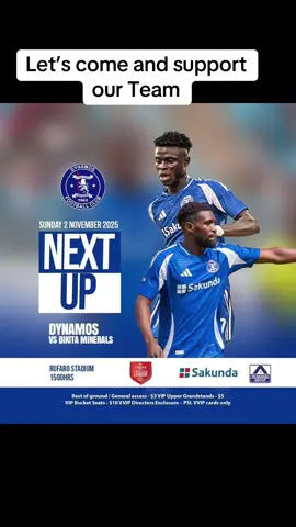 Let’s come in our numbers and support @DYNAMOS F.C 🇿🇼 @Zimbabwe Football Association #zimtiktokers🇿🇼🇿🇼🇿🇼 #zimtiktok #dynamos #dembare #castlepremierleague 