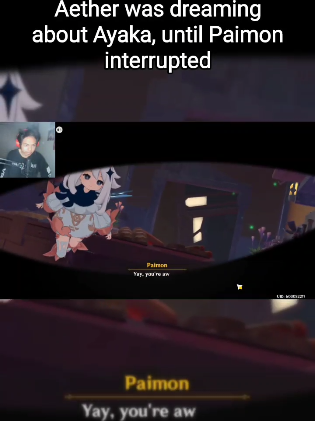 Aether was dreaming about Ayaka, until Paimon interrupted  #Genshin #GenshinImpact #NodKrai #Gameplay #Gaming #PC #Anime #AnimeGamer #Weeb #Otaku #Funny #Lol #YouTubeClips 