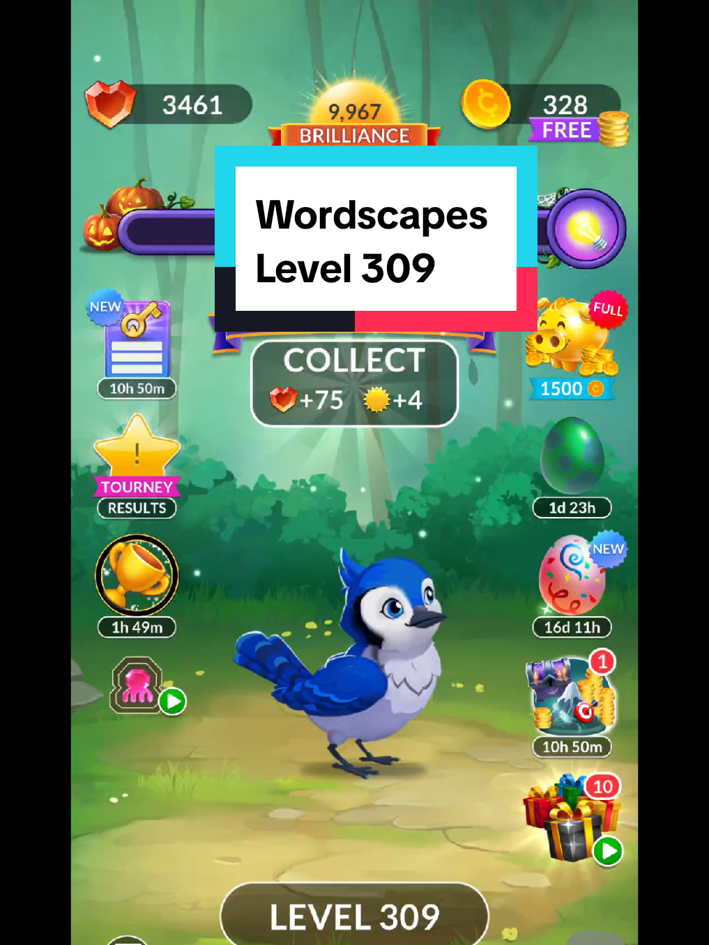 Wordscapes Level 309 #fyp #puzzletime #hints #wordscapes309 #wordscapesanswers 