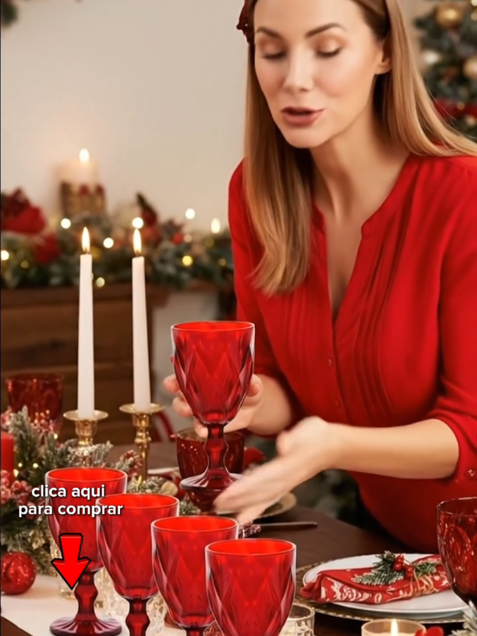 🍷 Conjunto 6 Taças Vermelhas 340ml 🎄 Elegância para o Natal ✨. #tiktokshop1111br #natalina #natal #decoracao 