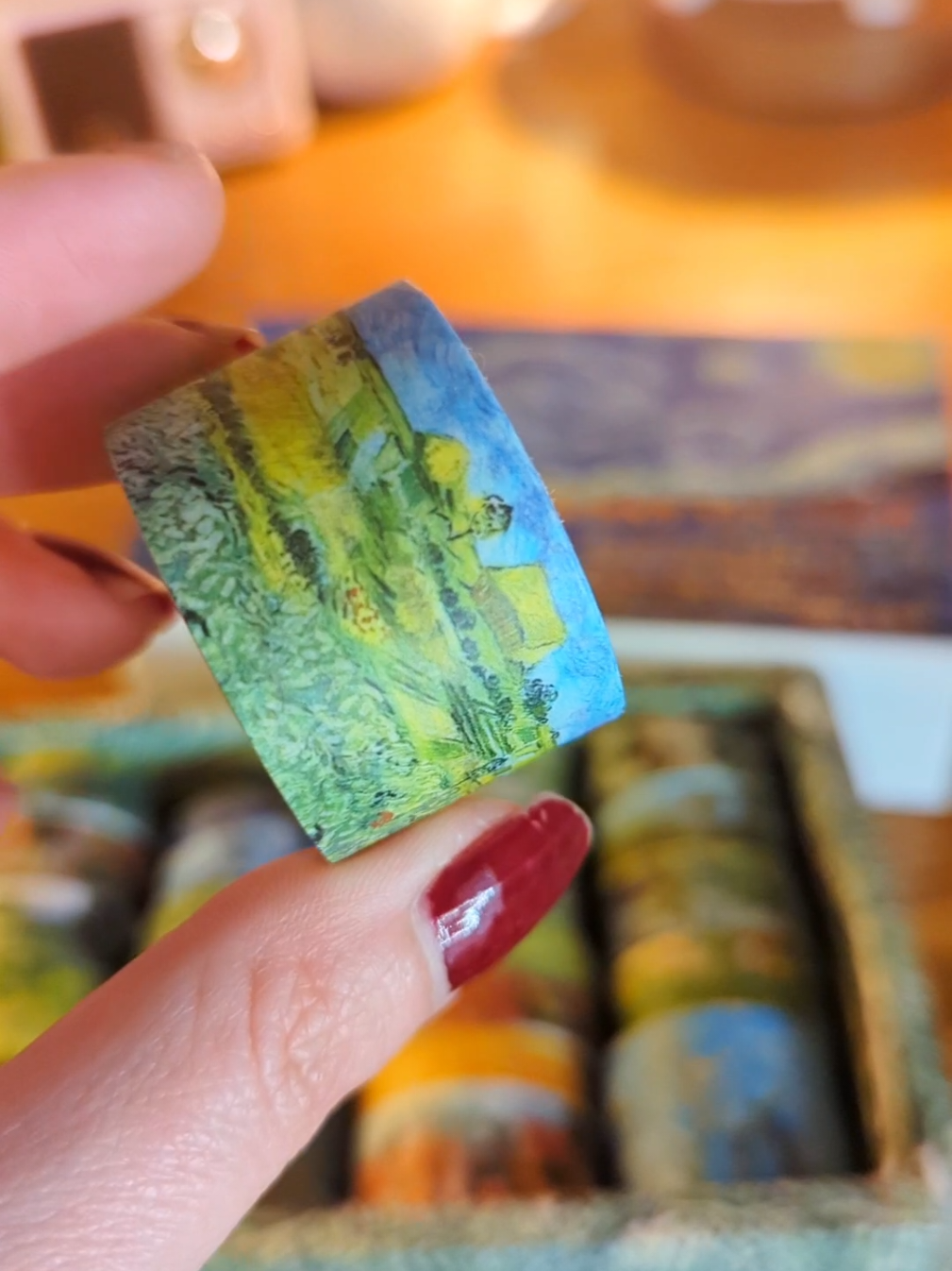Loved this as soon as I saw it! 🩷 Van Gogh washi tape gift set, perfect for journaling, scrapbooks, and gifting! #washitape #vangogh #stationaryaddict #junkjournaling #scrapbooking 