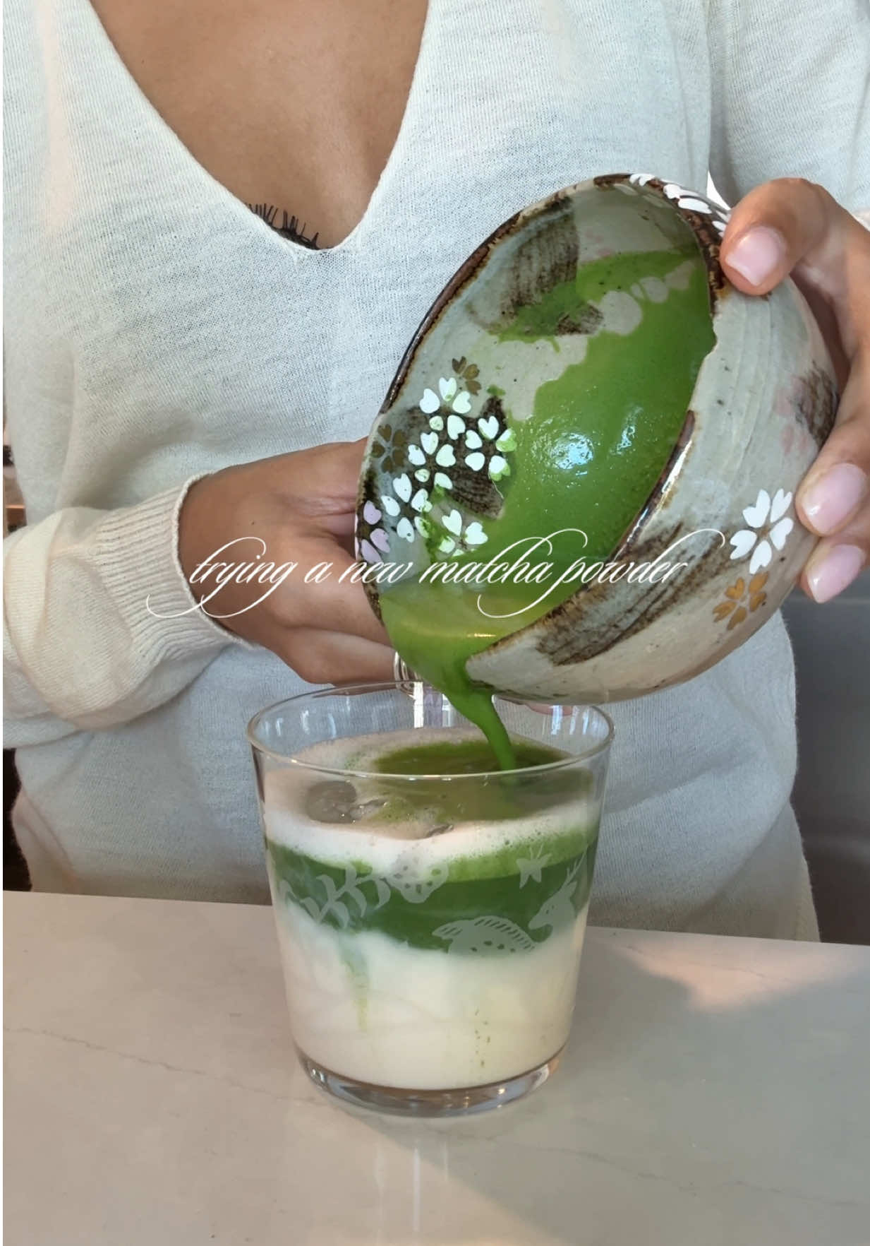 try a new matcha powder with me 🍵 using Uji No Mukashi from Nakamura Tokichi ☁️ #fyp #matchatok #matcha  #matchalatte #matcharecipe 