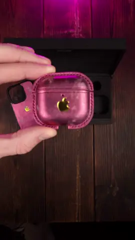Making a leather phone case and AirPods cover from scratch — handmade perfection 🔥 #leathercraft #handmade #appleaccessories #leathercase #tiktokmade