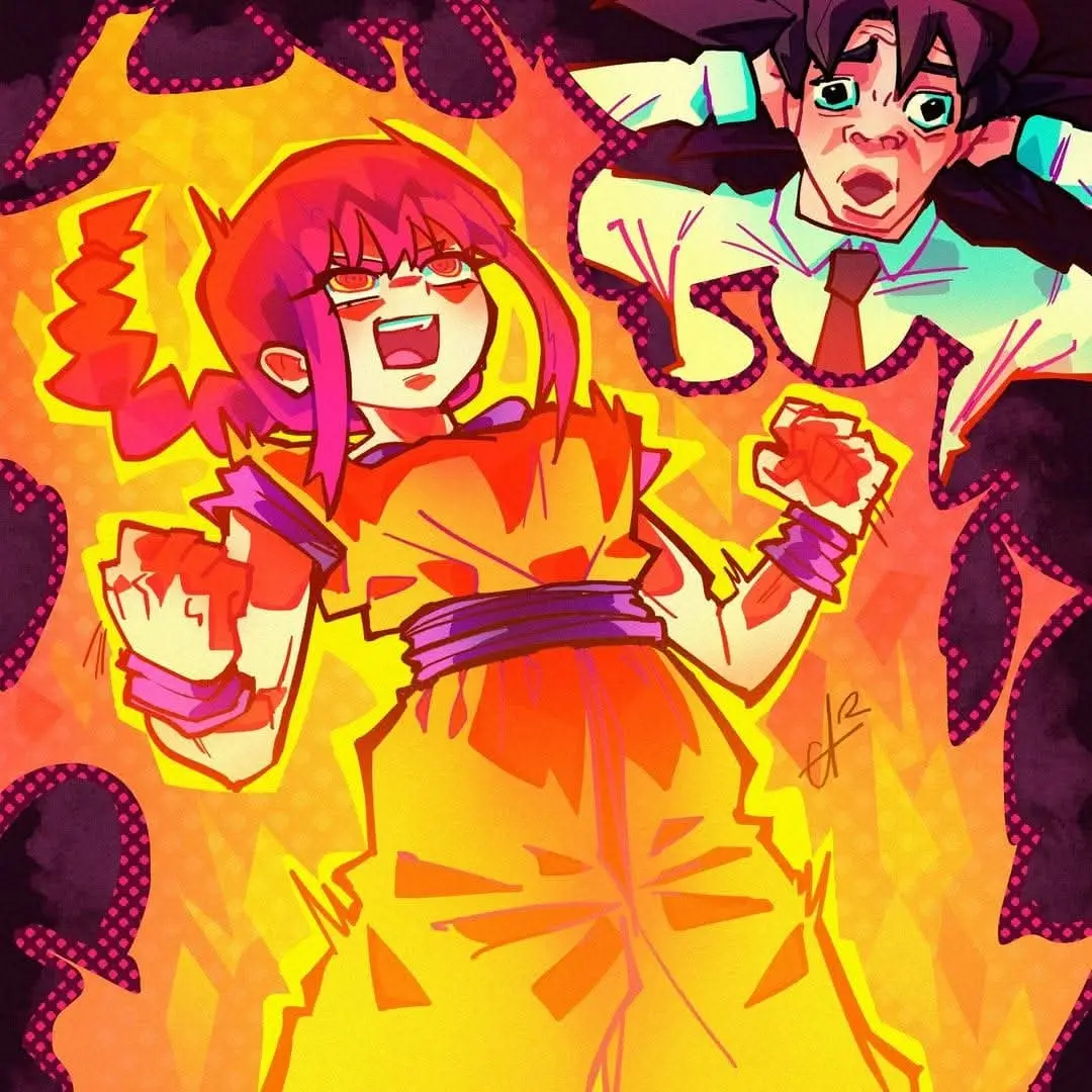 🎨 Artist: @akuseru.sama (IG) #chainsawman #dragonballz #fanart #crossover 