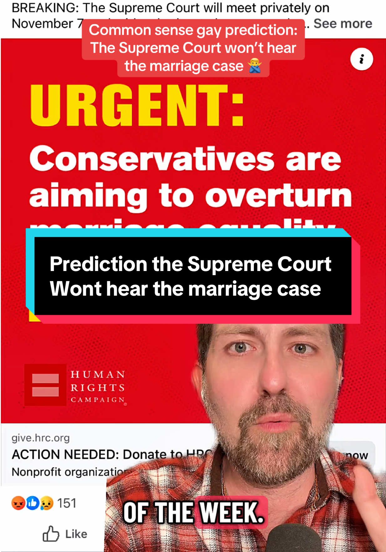 Do you agree the Supreme Court won’t hear Kim Davis’ case and revisit marriage equality after 10years? #supremecourt #marriage #prediction #commonsense #USA