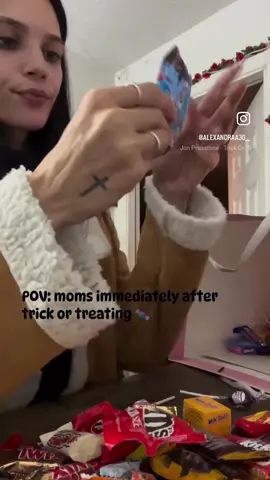 Can’t eat it until I check it 🍬 #trickortreating #halloweencandy #momsbelike 