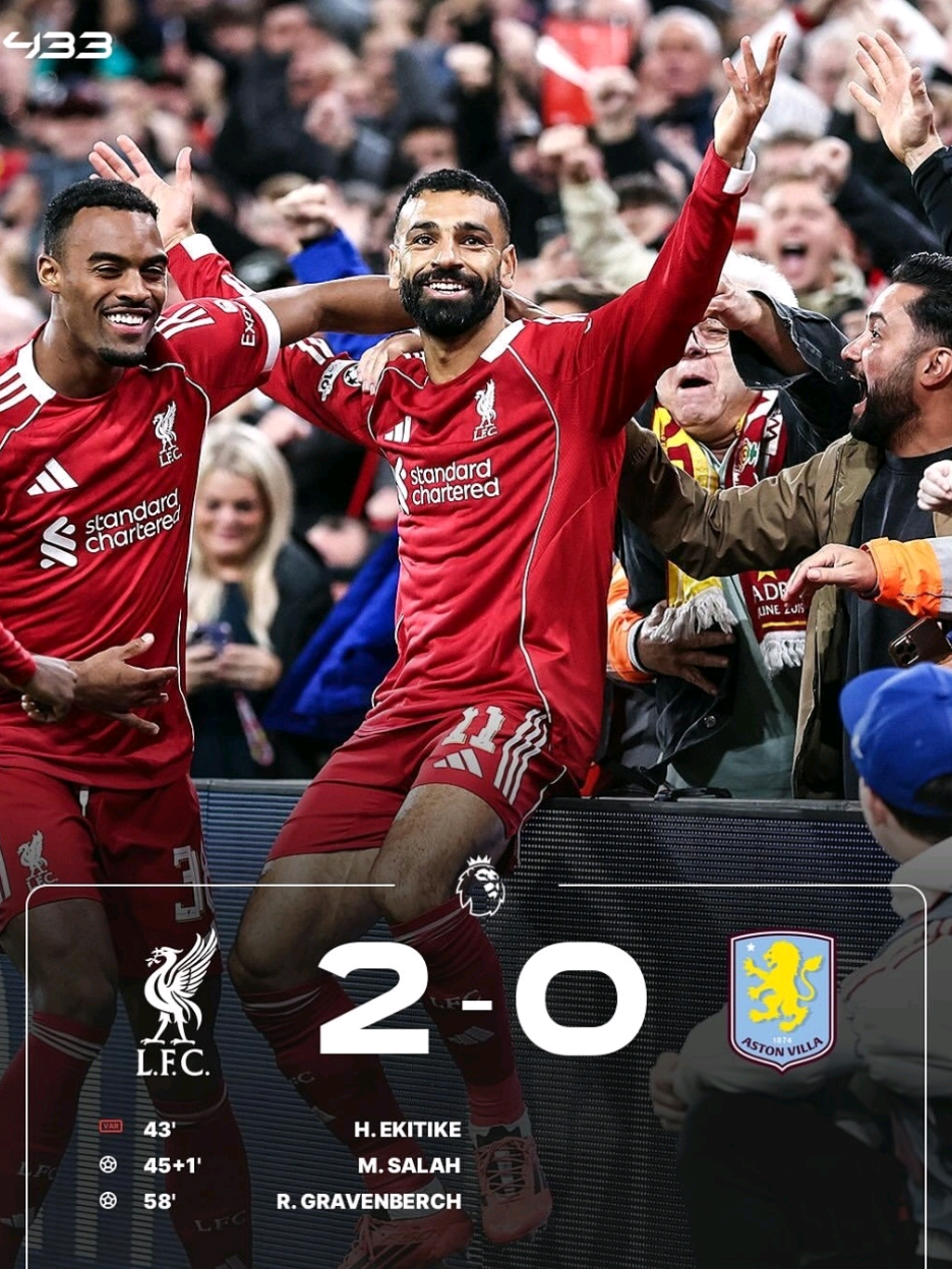 FT: LIVERPOOL 2-0 ASTON VILLA Liverpool kembali ke jalur kemenangan di Liga Inggris. Menjamu Aston Villa, si Merah menang dua gol tanpa balas, Kemenangan ini membuat Liverpool memutus rangkaian hasil buruk di empat laga terakhir mereka di Liga Inggris. #liverpool #liverpoolfc #mosalah #astonvilla 
