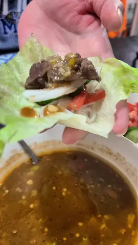 Pun Seen (Steak Lettuce Wraps) sauce recipe at the end. #lao #laofood #lettucewraps #steam #fyp 