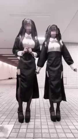 このシスターコス可愛いけど中赤ちゃんが着るロンパースみたいになってるから風吹いたらほんとに終わり笑ฅ^.  ̫ .^ฅ♡#jk #ハロウィン #コスプレ #シスター #おすすめ 