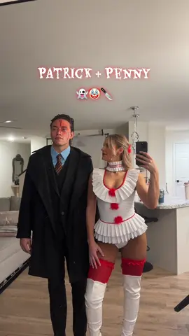 PP gang 👻🤡🔪 #halloween #halloweencostume #patrickbateman #pennywisemakeup #couple @Seth Thompson 