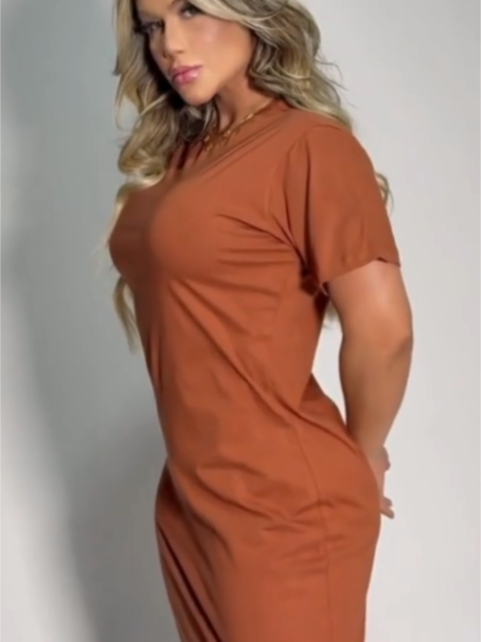 Vestido Feminino Longo Manga Curta 100% Algodão Gola Ribana Boho Chick Moda Casual Outono Inverno #vestidolongo #confortavel #moderno #tendencia 