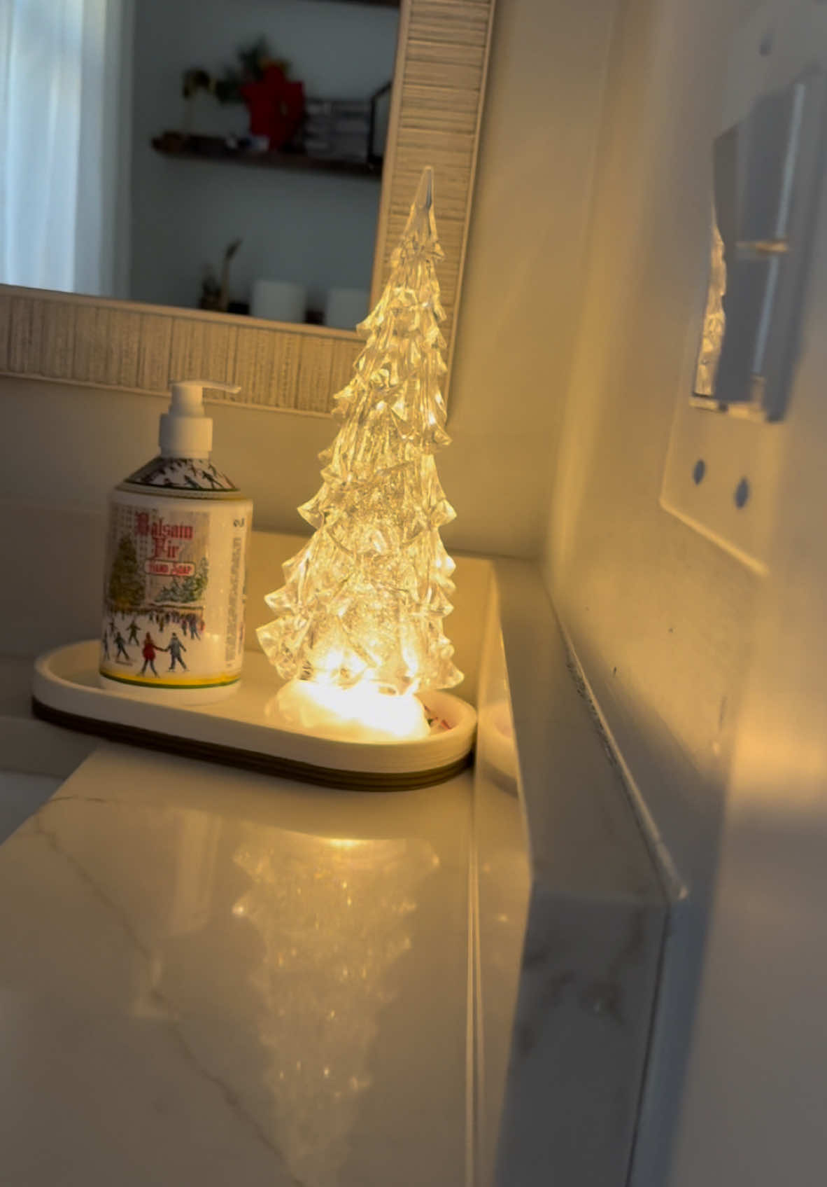 I started in my guest bathroom…Christmas decorations are a go…