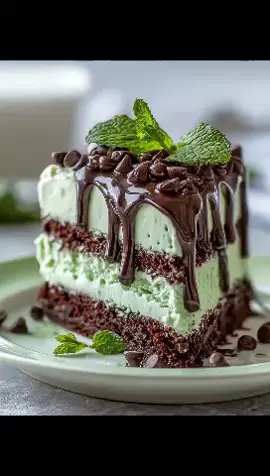 🍫🌿 Mint Chocolate Cheesecake Cake 🌿🍫 Ingredients: For the Chocolate Cake Layers: 1 ¾ cups all-purpose flour ¾ cup unsweetened cocoa powder 1 ½ teaspoons baking powder 1 ½ teaspoons baking soda ½ teaspoon salt 2 cups granulated sugar 2 large eggs, at room temperature 1 cup buttermilk, at room temperature ½ cup vegetable oil 2 teaspoons vanilla extract 1 cup hot water or brewed coffee (for depth of flavor) For the Mint Cheesecake Layer: 16 oz (450 g) cream cheese, softened ½ cup granulated sugar 2 large eggs ½ teaspoon peppermint extract Green food coloring (optional, a few drops for mint hue) ½ cup sour cream For the Chocolate Ganache Frosting: 1 ½ cups semi-sweet chocolate chips ¾ cup heavy cream 1 tablespoon unsalted butter ½ teaspoon vanilla extract For Decoration: Crushed chocolate mint candies or peppermint bark Fresh mint leaves Shaved chocolate (optional) Directions: Prepare the Mint Cheesecake Layer: Preheat oven to 325°F (160°C). Line a 9-inch springform pan with parchment paper and lightly grease it. In a bowl, beat cream cheese and sugar until smooth. Add eggs one at a time, mixing on low speed until blended. Stir in sour cream, peppermint extract, and a few drops of green food coloring if desired. Pour into the pan and bake for 35–40 minutes, until the center is just set. Cool completely, then freeze for at least 1 hour to make assembly easier. Make the Chocolate Cake Layers: Increase oven temperature to 350°F (175°C). Grease and line two 9-inch round cake pans. In a large bowl, whisk together flour, cocoa powder, baking powder, baking soda, salt, and sugar. Add eggs, buttermilk, oil, and vanilla extract. Beat until smooth, then slowly add hot water or coffee. The batter will be thin — that’s perfect. Divide evenly between pans and bake for 30–35 minutes, or until a toothpick inserted in the center comes out clean. Let cool completely. Prepare the Ganache Frosting: Heat heavy cream in a saucepan over medium heat until it just begins to simmer. Pour over chocolate chips in a bowl. Let sit for 2–3 minutes, then stir until smooth and glossy. Stir in butter and vanilla extract. Cool until spreadable consistency. Assemble the Cake: Place one chocolate cake layer on a serving plate. Top with the chilled mint cheesecake layer (remove parchment). Add the second chocolate cake layer on top. Spread a thin crumb coat of ganache over the cake, then chill for 15 minutes. Frost the entire cake with remaining ganache, smoothing the sides and top evenly. Decorate and Serve: Sprinkle crushed mint candies or chocolate shavings over the top. Garnish with fresh mint leaves for an elegant touch. Chill for at least 1 hour before slicing to allow the layers to set beautifully. Nutritional Information: ⏰ Prep Time: 45 minutes | Baking Time: 1 hour 10 minutes | Chill Time: 2 hours | Total Time: 3 hours 55 minutes 🔥 Kcal: 560 kcal per slice | 🍽️ Servings: 10–12 slices #MintChocolateCheesecake #ChocolateMintDessert #LayeredCake #CheesecakeLovers #DecadentDesserts 