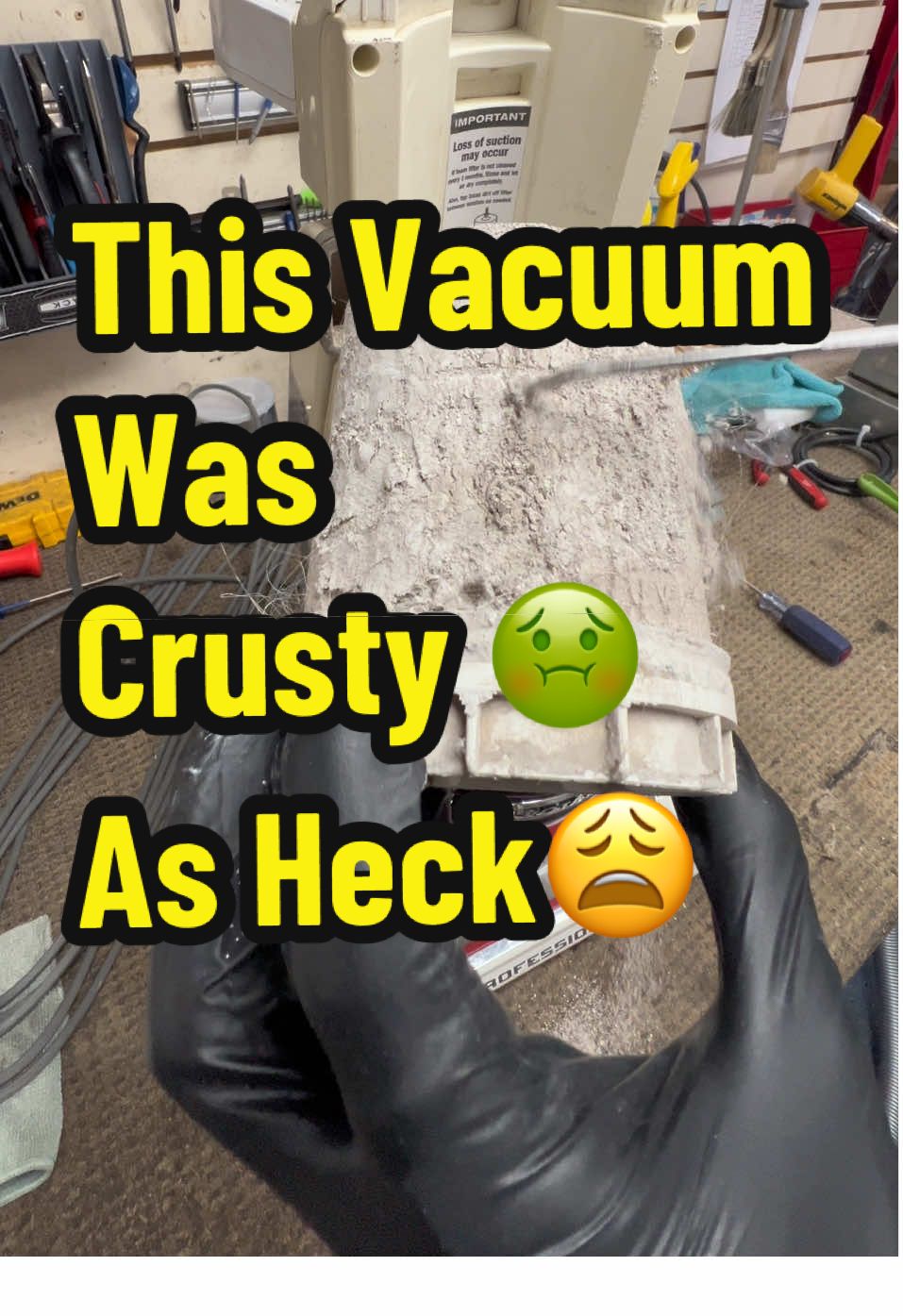 This vacuum was crusty as heck 🤢 good thing I was wearing gloves 🧤 #nitrilegloves #finitex to the rescue! 