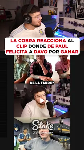 LA COBRA REACCIONA AL CLIP DONDE DE PAUL FELICITA A DAVOO POR GANAR EL PREMIO IDOLO #argentina #lacobraaa #davooxeneize #kick #messi #suarez #depaul #uruguay #idolos #telefe