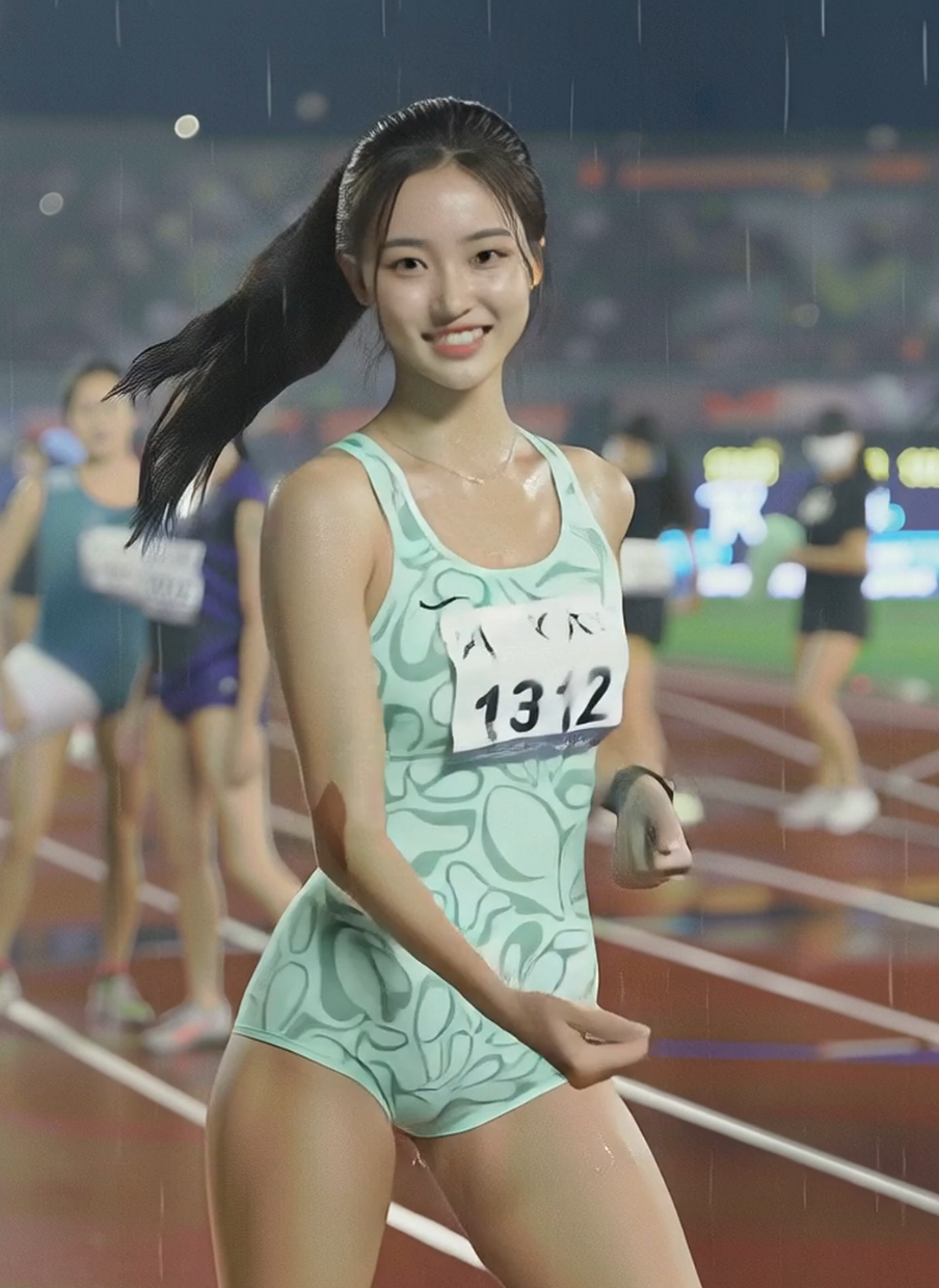 빗속을 뚫고 달린다! 🏃‍♀️ Runner in the Rain! 雨中赛道上的花! 雨のトラックの花! #tiktok #Running #runner #육상선수 