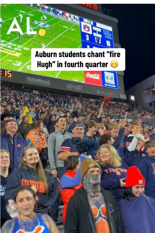 Auburns students chanting “fire Hugh (Freeze)” in the fourth quarter with the Tigers trailing Kentucky. #Auburn #WDE #WarEagle #CFB 