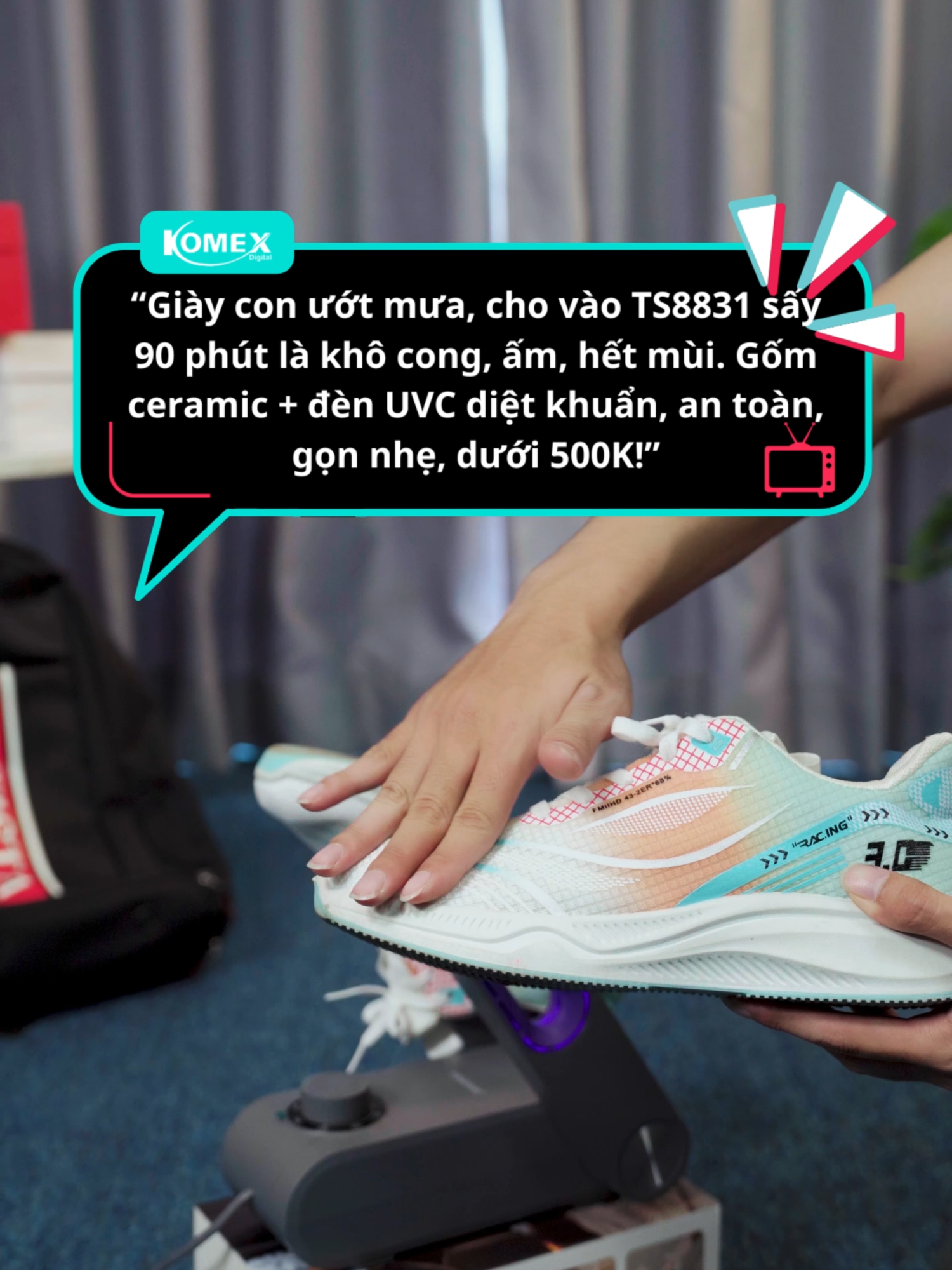 ⏰ QUÊN TẮT MÁY SẤY GIÀY CÓ SỢ CHÁY KHÔNG? Tiross TS8831 có chế độ hẹn giờ thông minh, tự ngắt sau khi sấy. Cực kỳ an toàn, đi ngủ cũng yên tâm!#Thu6LiveFest #VoucherThaGa #TikTokShop #komex #MAYSAYGIAY