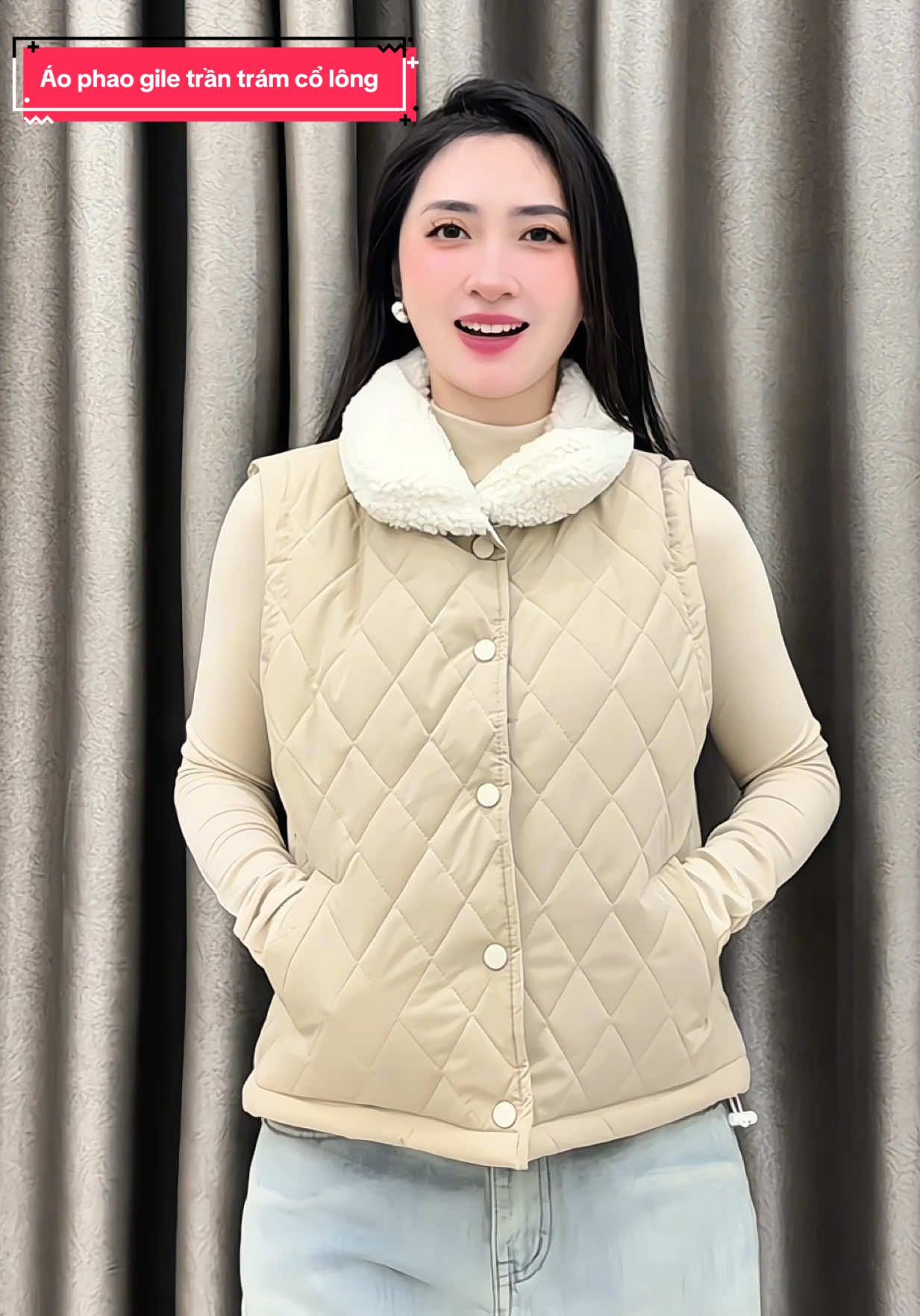 Áo phao gile trần trám cổ lông#xuhuong #hanhbe992 #aogile #aophaogile #aogilehanquoc 